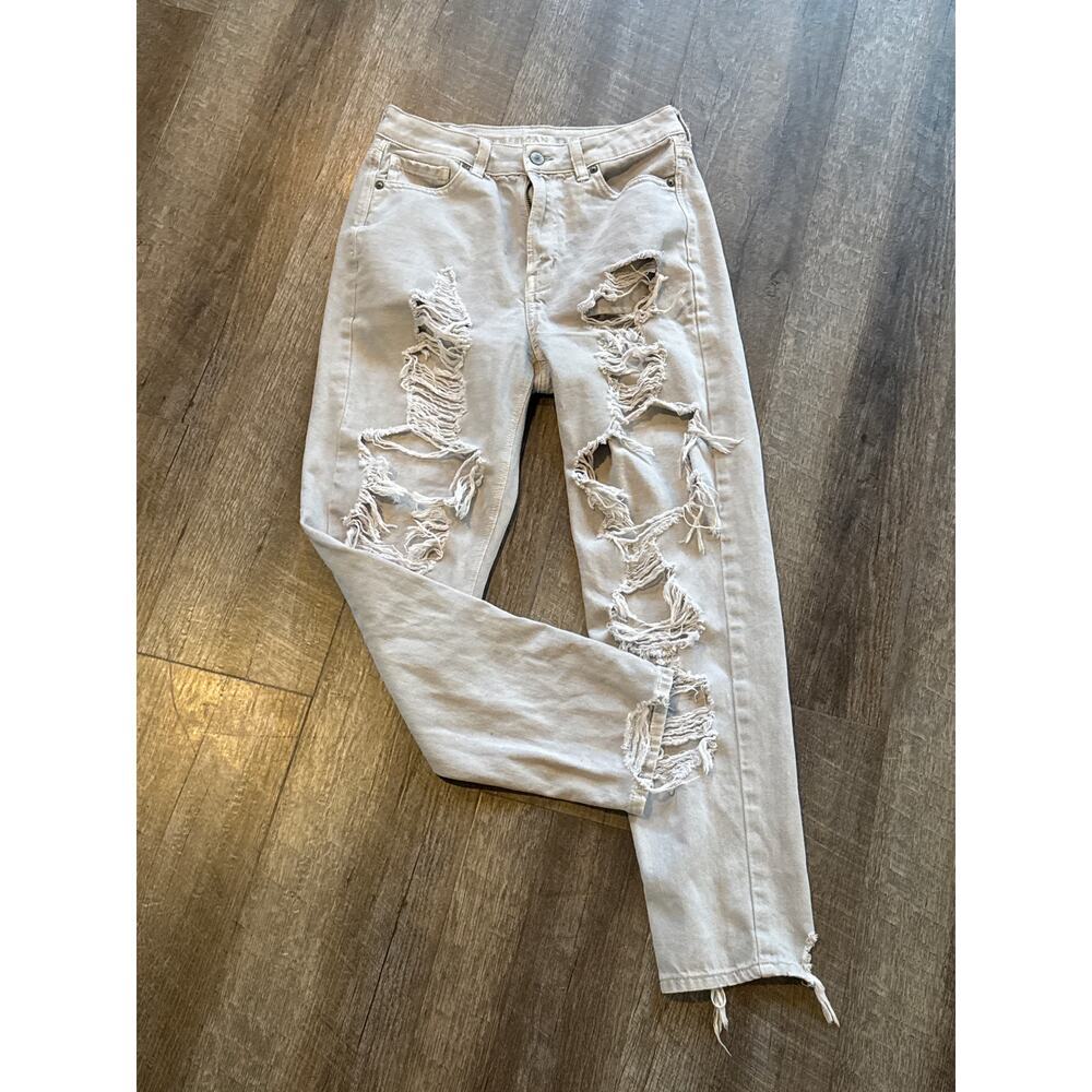 American Eagle Ripped High Waisted Mom Jeans Gray Size 4